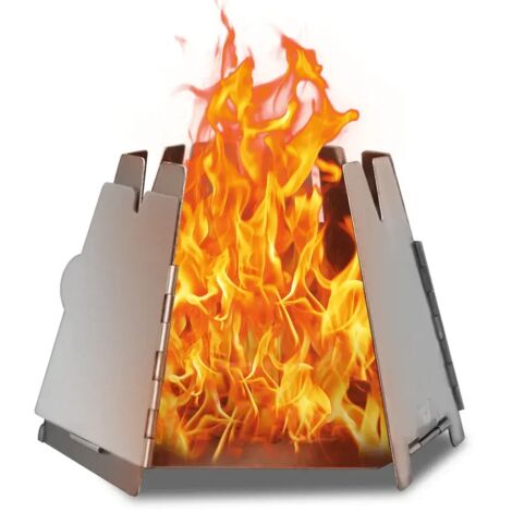 Réchaud de camping pliable pour randonnée, réchaud à bois, mini barbecue avec sac de transport, idéal pour la cuisine en camping et en randonnée.
