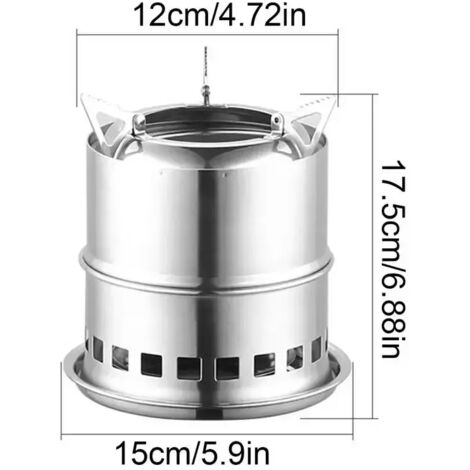 Réchaud de camping portable à bois, mini réchaud léger en acier inoxydable, barbecue de pique-nique, brasero de voyage sans fumée, réchaud de cuisson portable