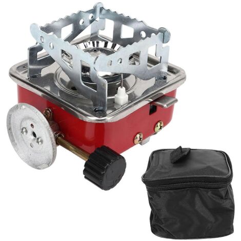 Réchaud de camping portable à gaz butane 2800 W avec allumage électronique et sac de rangement, idéal pour les pique-niques et les barbecues en plein air.