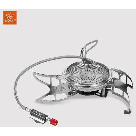Réchaud de camping portable Bulin S2400, réchaud à gaz avec système de récupération de chaleur intégré et coupe-vent, idéal pour les pique-niques en extérieur.