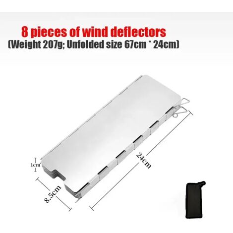 Réchaud de camping portable d'extérieur avec déflecteur de vent ultraléger et pliable en alliage d'aluminium, 8/10 broches et sac en tissu inclus.