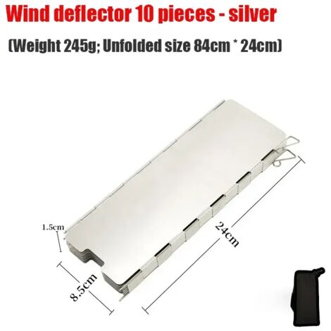 Réchaud de camping portable d'extérieur avec déflecteur de vent ultraléger et pliable en alliage d'aluminium, 8/10 broches et sac en tissu inclus.