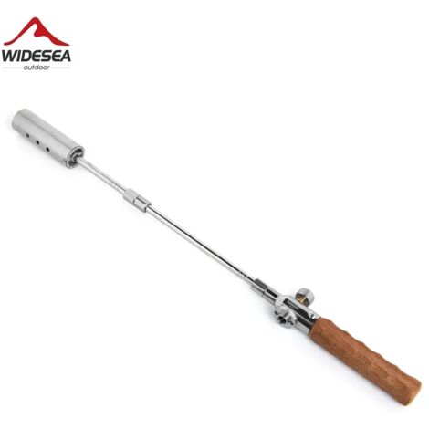 Réchaud de camping portable Widesea avec longue poignée en bois, brûleur à gaz amovible pour barbecue et bouteille de gaz, kit d'outils inclus.