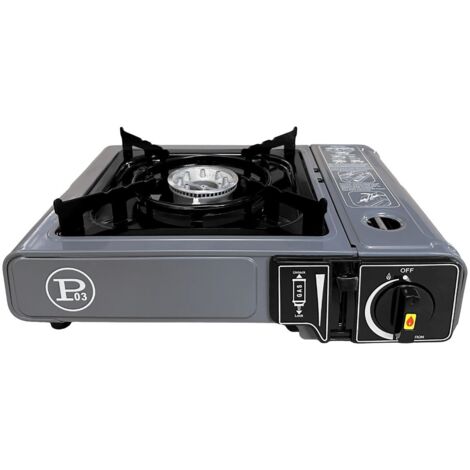 Réchaud Gaz Portable 1 Feu 2200W - Allumage Piezo - Cartouche gaz Butane – Idéal Camping, Randonnée & Cuisine Extérieure INTEC