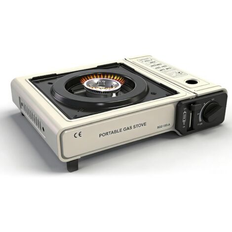 Rechaud Gaz, Rechaud Camping Gaz, Réchaud Extérieur Compact, Réchaud Léger 1 Brûleur pour Camping, Voyage, Randonnée, Pique-Nique, Barbecue, Une Utilisation Intérieure et Extérieure, Blanc