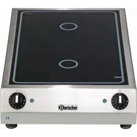 Réchaud induction inox électrique 2 x (Ø)230 mm, à poser, 6000 W, 400 V - TRI