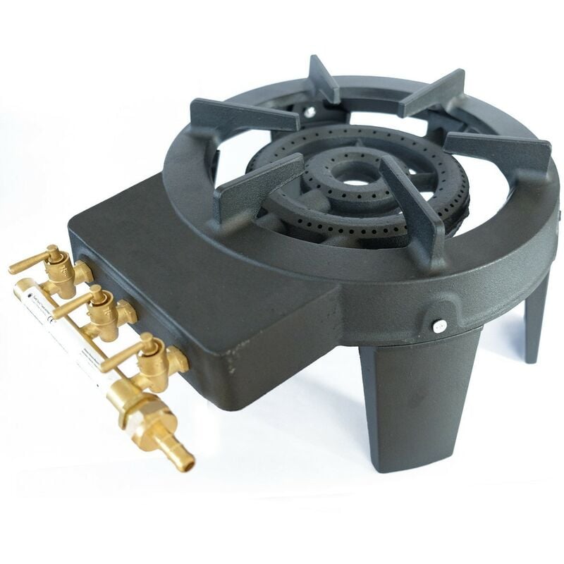 Rechaud TRAITEUR à gaz fonte 9.8 KW 4 pieds 3 robinets Puissant et Stable TRIGLAV