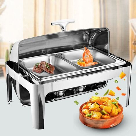Rechauffeur de Nourriture Acier Inoxydable 9L Chafing Dish Acier Inoxydable Chafing Dish Elegant