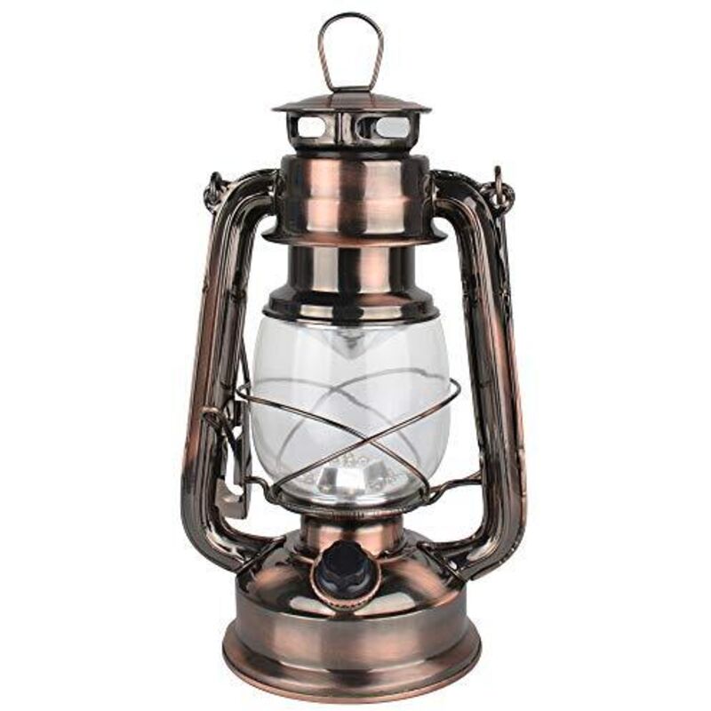 Lanterne tempête à LED à piles avec variateur d'intensité Blanc chaud 150 lm Pour intérieur ou extérieur, cuivre