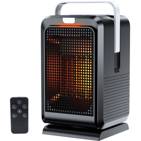 Réchauffeur d'espace intérieur portable - petit réchauffeur de flamme électrique avec thermostat - PTC chauffage rapide en céramique pour chambre à coucher, bureau et camping