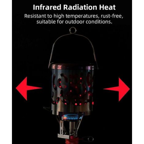 Réchauffeur portable de camping au gaz, mini chauffage pour tente extérieur, acier inoxydable, sûr et efficace.