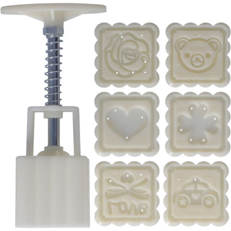 Rechteckige ABS-Kuchenform mit 6 Motiven für Gebäck und Mondkuchen, 50 g