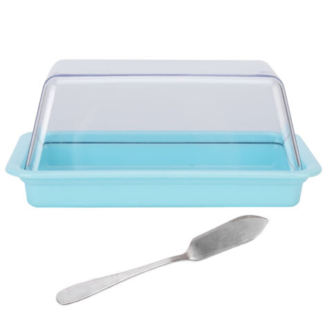Rechteckige Butterdose mit Deckel – Tragbarer Küchenorganizer, Blau
