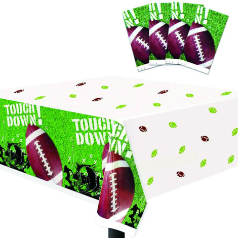 Rechteckige Einweg-Tischdecke mit Fußballmotiv – PEVA 130×220 cm / 1× Tischdecke, mehrfarbig