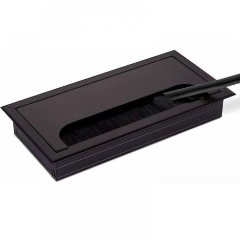 Rechteckige Kabelabdeckung (80 x 280 mm) für Einbauschreibtische, Kabelorganisator für Möbel, 2 x Schwarz