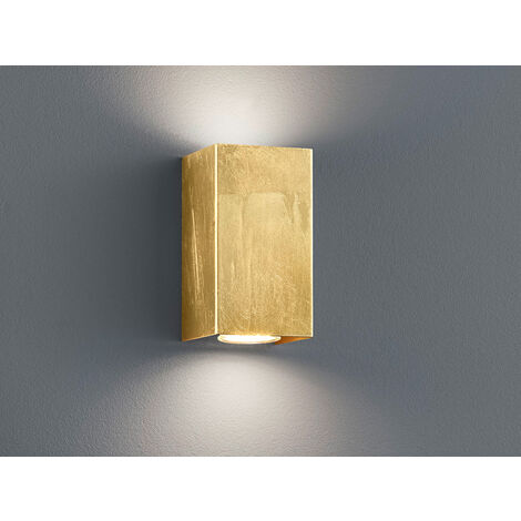 Rechteckige LED Wandleuchte in Gold foliert, Up & Down Strahler, Höhe 15cm