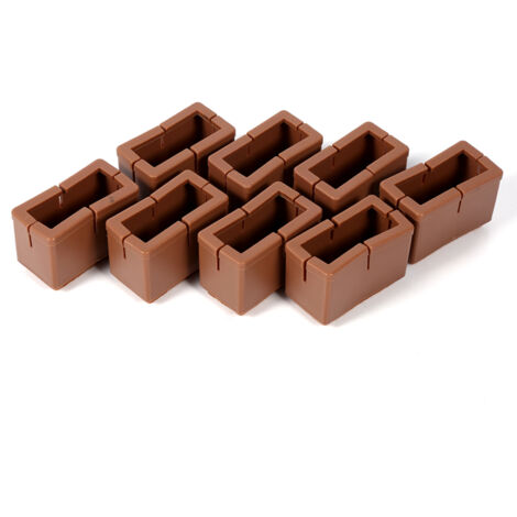 Rechteckige Möbelbeinschoner, 8 Stück, Gummisohle, kaffeebraun