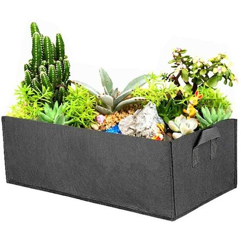 Rechteckige Pflanztasche, quadratisches Hochbeet aus Stoff, quadratische Pflanztasche für Gemüse, schwarz