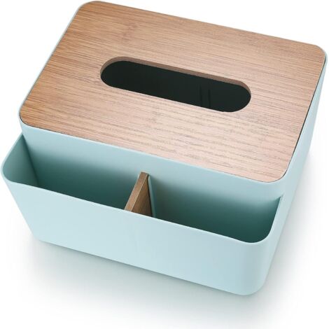 Rechteckige Taschentuchbox mit Bambusdeckel für den Schreibtisch
