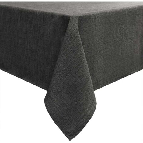 Rechteckige Tischdecke 140 x 180 cm, Leinenoptik, wasserdicht, fleckenabweisend, für Esszimmer und Garten – Dunkelgrau