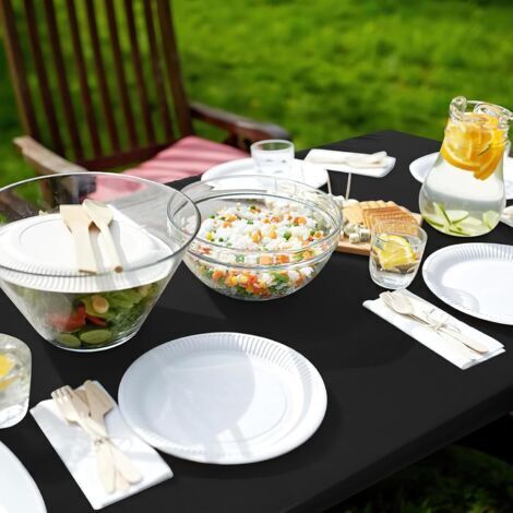 Rechteckige Tischdecke 76 x 183 cm – Wasserfestes Plastik mit elastischen Kanten – Tischschutz für Esszimmer, Garten, Partys