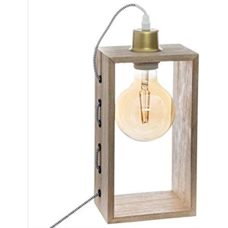 Rechteckige Tischlampe aus Holz e27