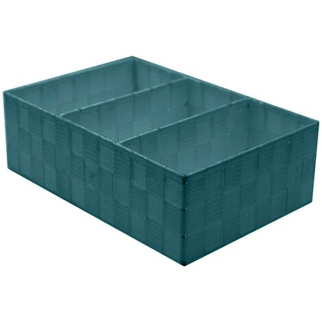 Rechteckige wassergrüne Polyesterschublade mit 3 Fächern cm31x21h10