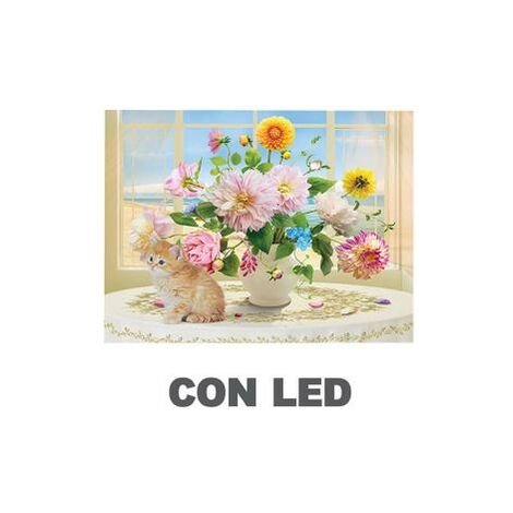 Rechteckige weiße Blumenvase LED-Bild cm40x30x1,8
