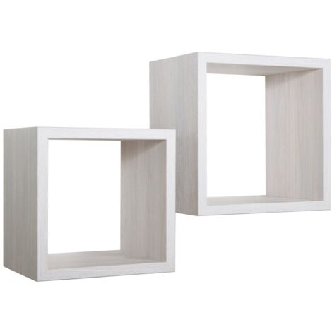 Rechteckiger 2er set wandregal mod. Q-bis Maxi farbe eiche gebleicht
