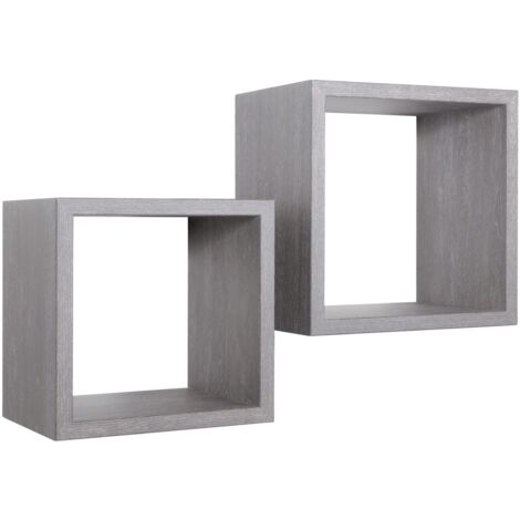 Rechteckiger 2er set wandregal mod. Q-bis Maxi farbe eiche grau
