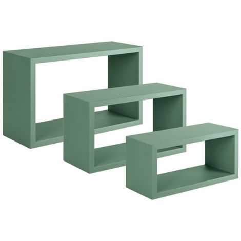 Rechteckiger 3er set wandregal mod. Trittico farbe blaugrün