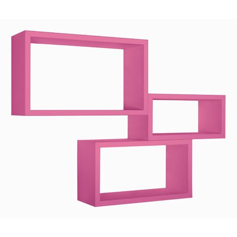 Rechteckiger 3er set wandregal mod. Trittico farbe fuchsia