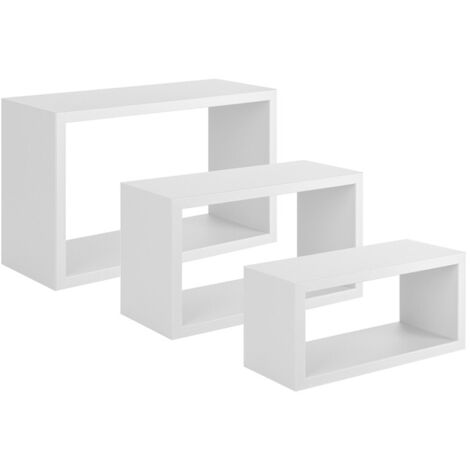 Rechteckiger 3er set wandregal mod. Trittico farbe weiss