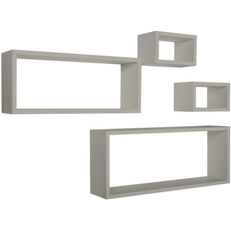 Rechteckiger 4er set wandregal mod. Merlino farbe taupe