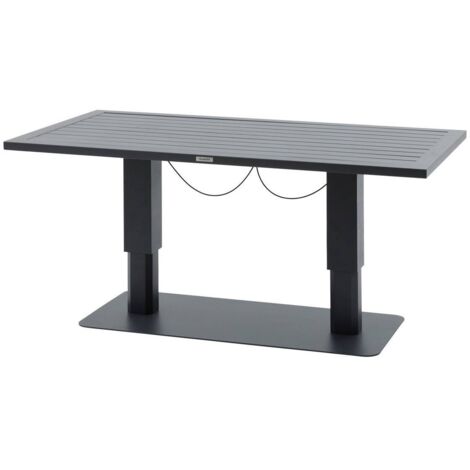 Rechteckiger, aufklappbarer Gartentisch Salimia Graphit 150 x 80 x 69cm aus Aluminium  - Hespéride