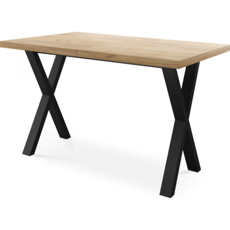 Rechteckiger Ausziehbarer Esstisch - Großer Modern-Stil Tisch mit schwarzen Metallbeinen 120 140 160 cm bis 220 240 260 cm - 120 x 80 cm - Craft Eiche