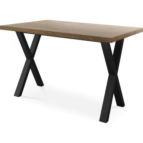 Rechteckiger Ausziehbarer Esstisch - Großer Modern-Stil Tisch mit schwarzen Metallbeinen 120 140 160 cm bis 220 240 260 cm - 140 x 80 cm - Lefkas Eiche