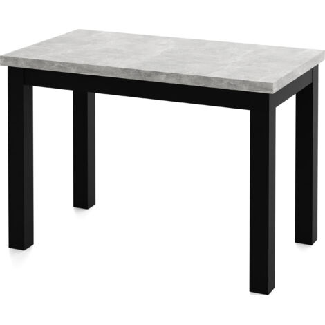 Rechteckiger Esstisch 100 x 60 cm – Platzsparender Küchentisch in Skandi & Loft Stil – Schwarze Holzbeine – für Küche, Wohnzimmer oder Büro – Beton Grau