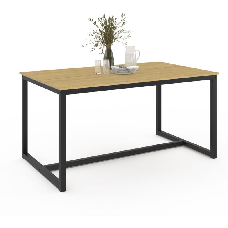 Idmarket Beige - Rechteckiger Esstisch Detroit 8 Personen Industriedesign 150 Cm