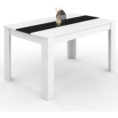 Rechteckiger Esstisch GEORGIA 6 Personen weiß und schwarz 140 x 90 cm