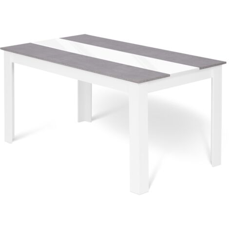 Rechteckiger Esstisch GEORGIA für 8 Personen in Weiß und Betoneffekt 160 x 90 cm