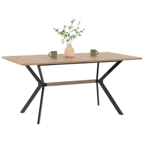 Rechteckiger Esstisch LOUISON 8 Personen Holz und Schwarz Industriedesign 160 cm