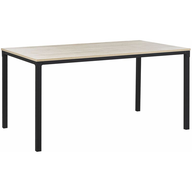 Esstisch Braun und Schwarz 90x150 cm MDF Tischplatte mit Metallbeinen Schwarz Rechteckig Moderner Stil Esszimmer Küche Wohnküche - Heller Holzfarbton