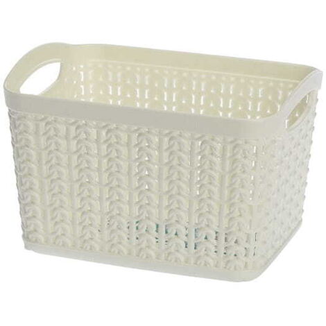 Rechteckiger Organizer-Korb WILLOW 1,5 l weiß ažur Strickmuster
