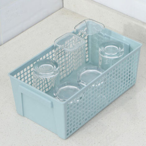 Rechteckiger, perforierter Aufbewahrungskorb aus PP für den Schreibtisch, ideal für Snacks, Büro oder Toilette, hellgrün, L 28 x 16 x 11,5 cm