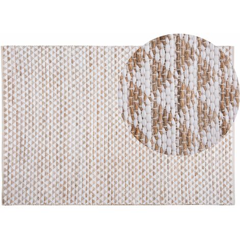 Rechteckiger Teppich beige Baumwolle/Jute 140 x 200 cm handgewebt Tunceli - Beige