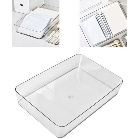 Rechteckiger, transparenter Schubladeneinsatz, Trennfach für Büro/Schreibtisch, Ablage für Schreibwaren, 26 x 17,5 x 5 cm – 1 Stück
