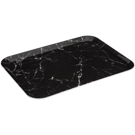 Rechteckiges, eckiges tablett 33x43cm mit schwarzem marmoreffekt - 5five