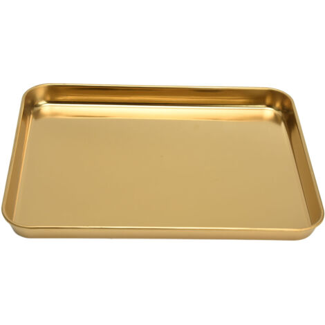 Rechteckiges Edelstahltablett mit flachem Boden, goldfarben, für Restaurant und Zuhause