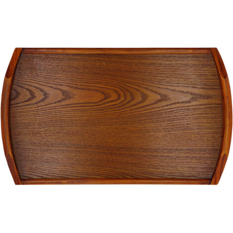 Rechteckiges Holztablett 45 x 27 x 4,5 cm mit Griff für Tee, Desserts oder Obst – ideal für Zuhause und Hotel